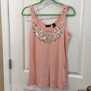Peach Sequin Tank Top. New York & Company Sz M